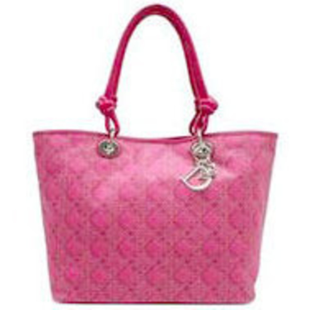 Christian Dior Quilted Tote Bag with CD Logo Charm Pink